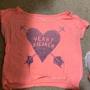 American Eagle orange crop top shirt